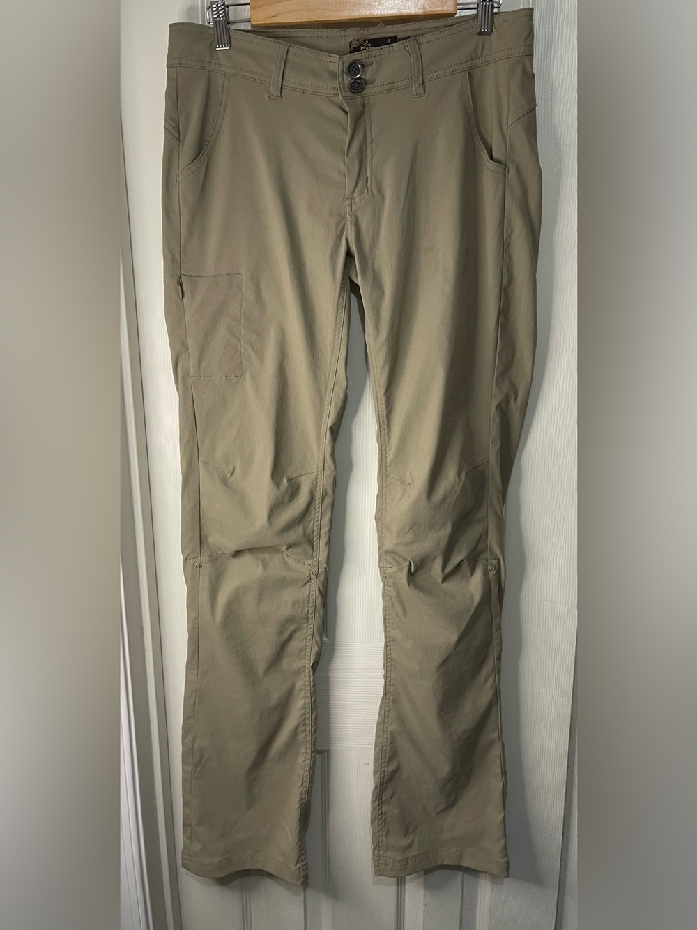 Prana Halle Hiking Outdoors Gorpcore Khaki Stretch Roll Up Bootcut 8 Tall